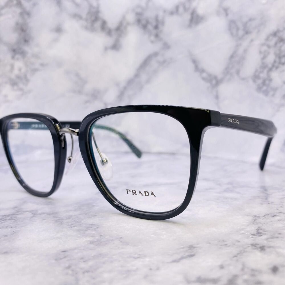 Prada Eyeglasses Frames VPR 10T 1AB-1O1 51 [] 21 145 Black Silver Display Demo